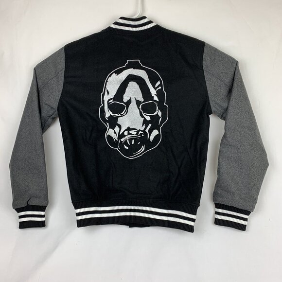 Borderlands Insert Coin Unisex Varsity Jacket S Black & Gray With Striped Cuffs - Picture 6 of 9